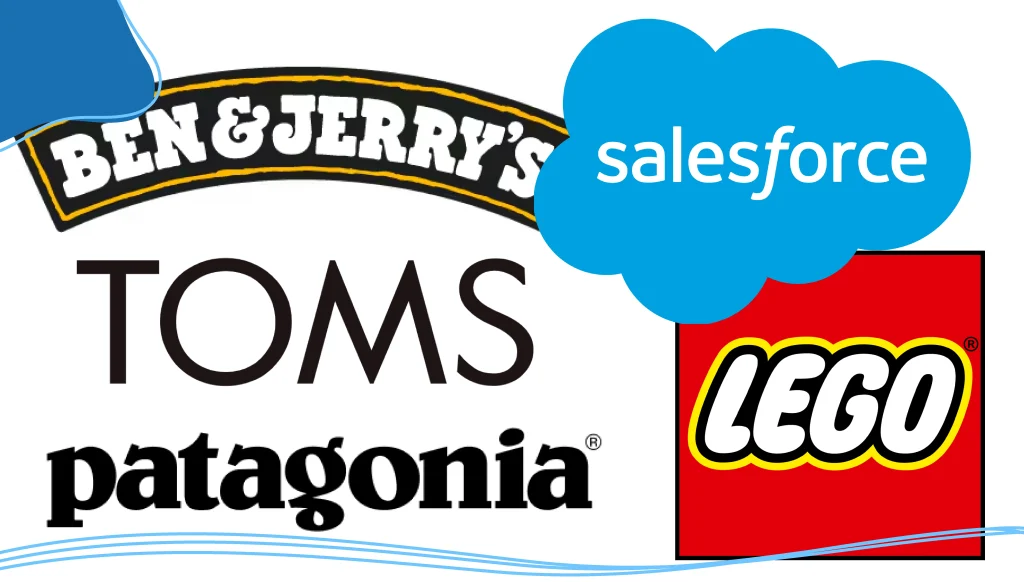 Ben & Jerry's, LEGO, Patagonia, TOMS, and Salesforce logos