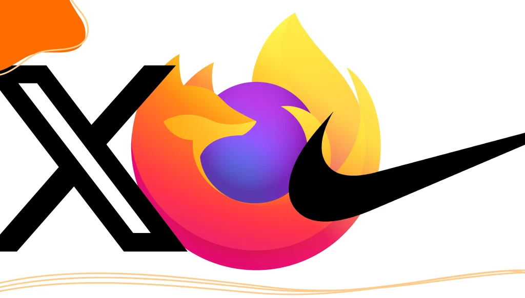 X, Firefox, and Nike logos